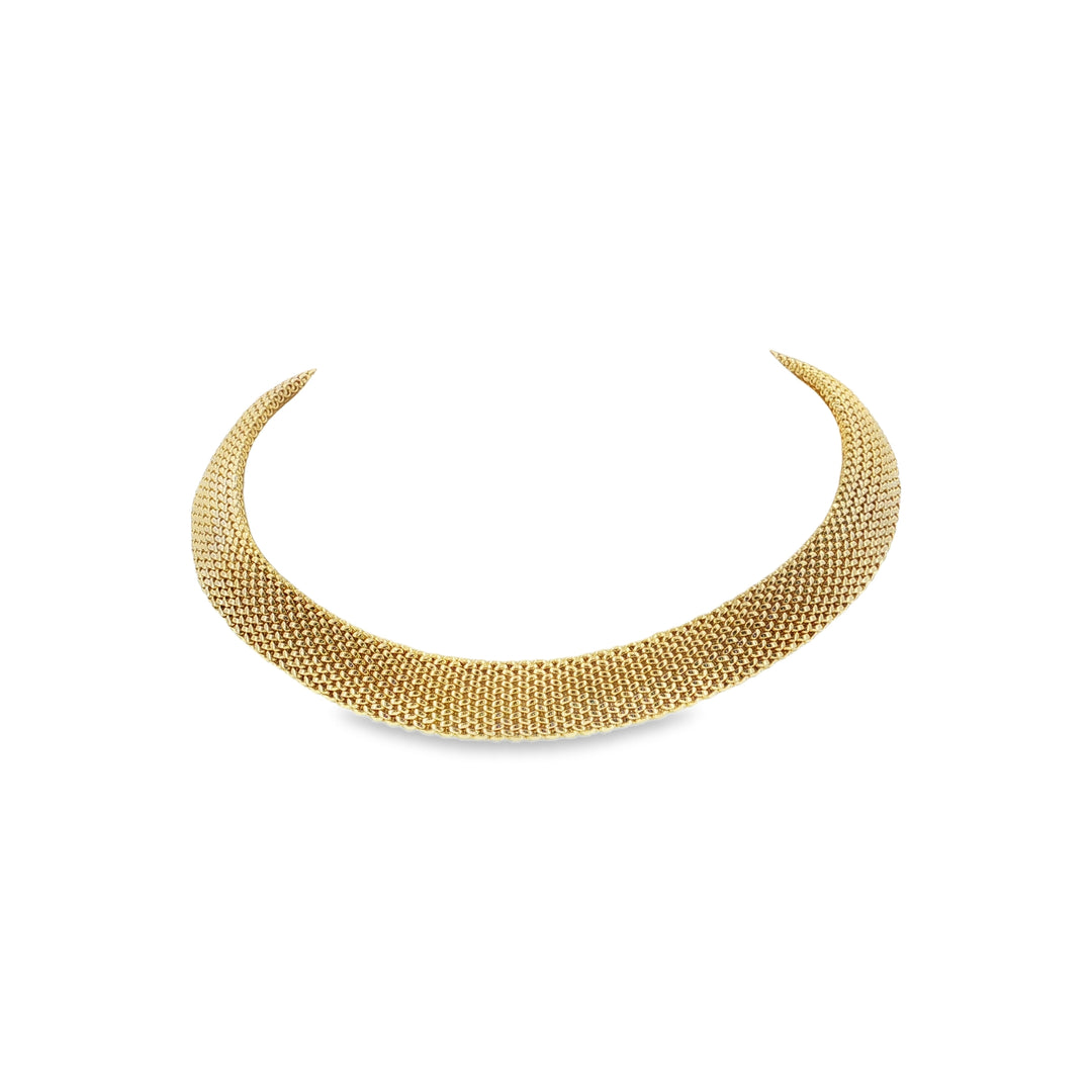 Estate 14kt Yellow Gold Woven Mesh Collar Necklace