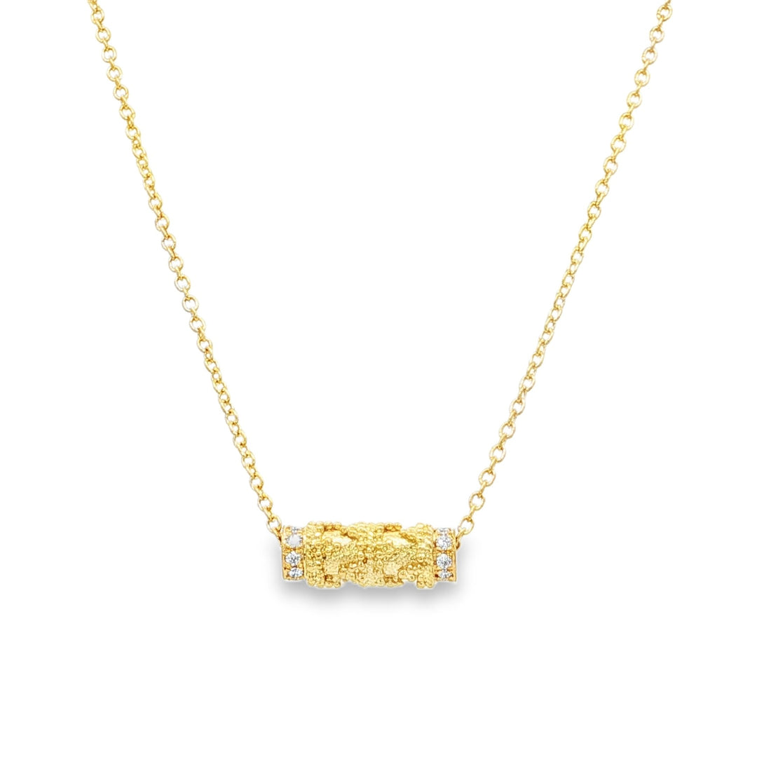 Estate Lalaounis 18kt yellow gold diamond barrel pendant necklace