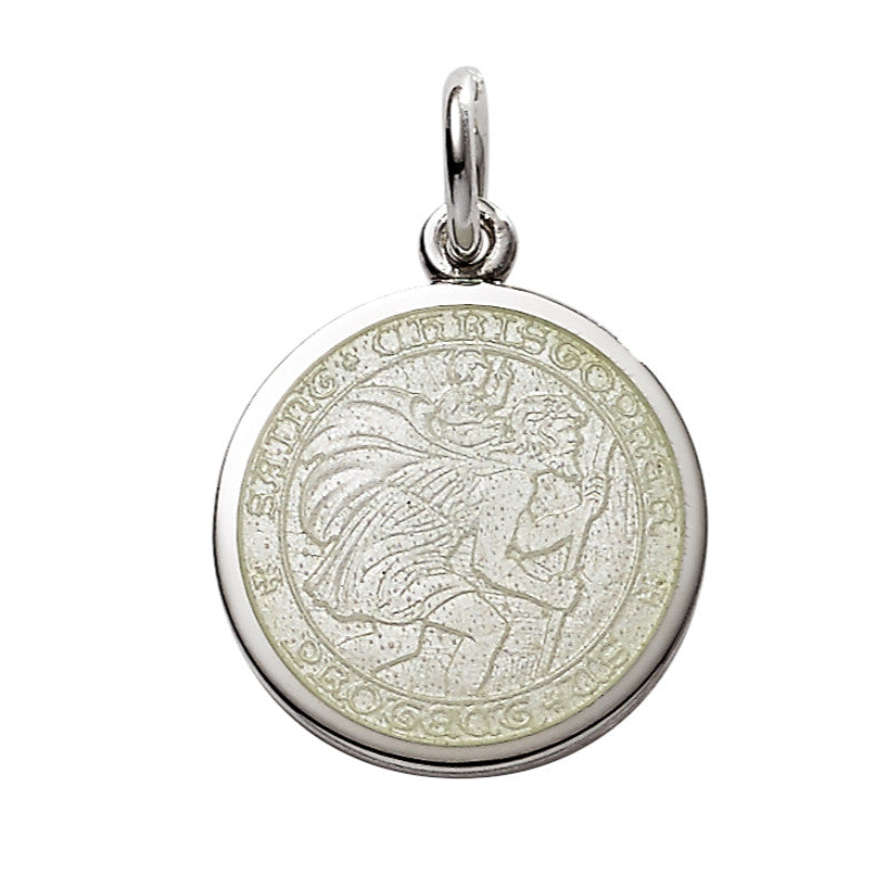 Sterling silver medium (3/4") round St. Christopher's medal charm