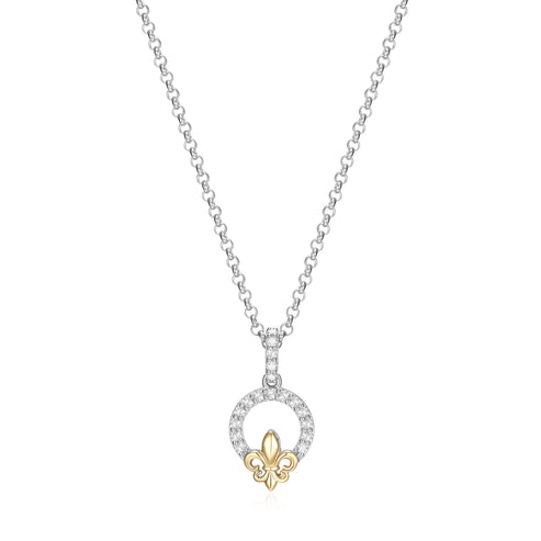 Charles Garnier sterling silver and 14kt yellow gold "Touch of Gold" Fleur De Lis pendant necklace