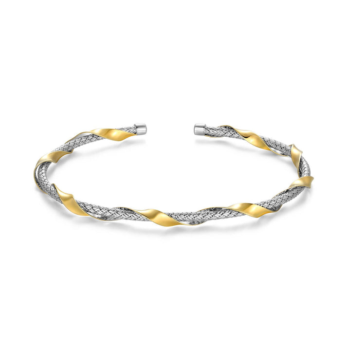 Charles Garnier two-tone sterling silver twist ribbon cuff bracelet