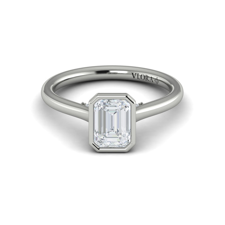 Vlora platinum emerald-cut diamond engagement ring mounting