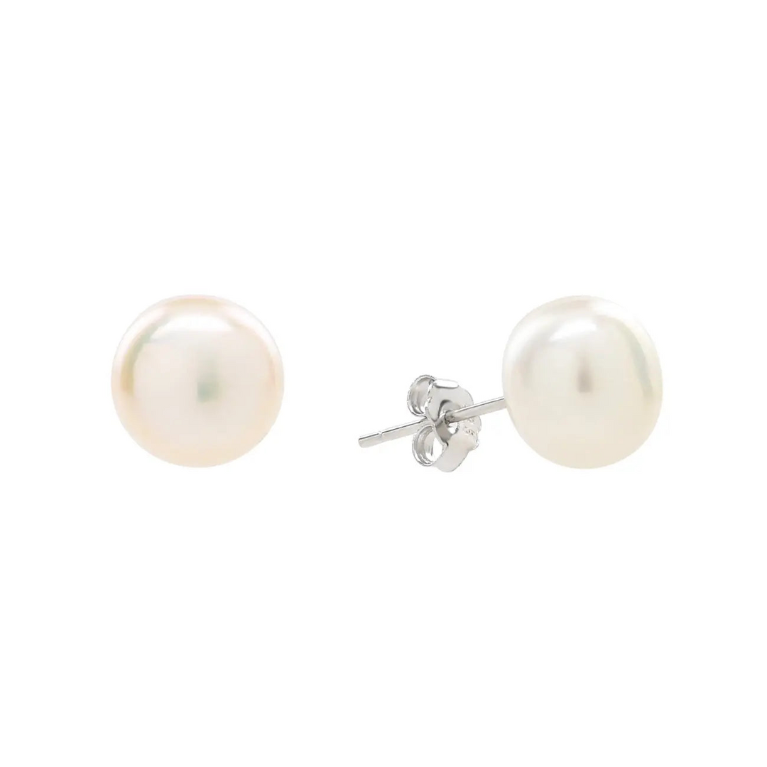 Estate 14kt white gold freshwater pearl earrings