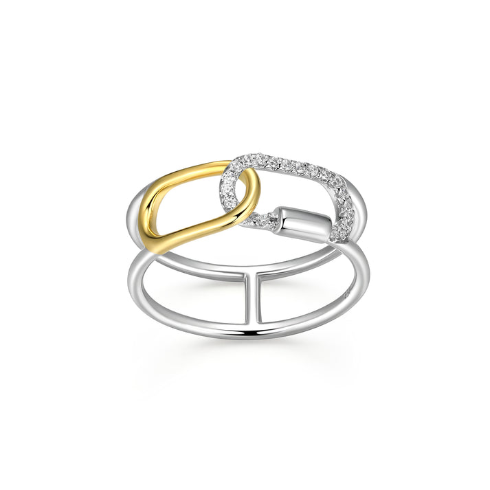 Charles Garnier two-tone sterling silver interlocking links ring