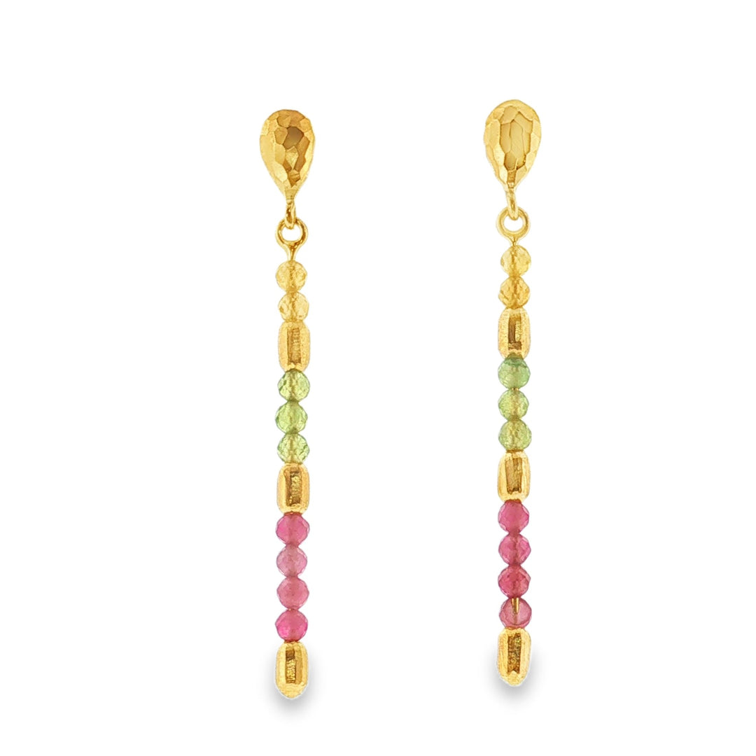Marika 14kt yellow gold tourmaline drop earrings  from the Modern Beads Collection