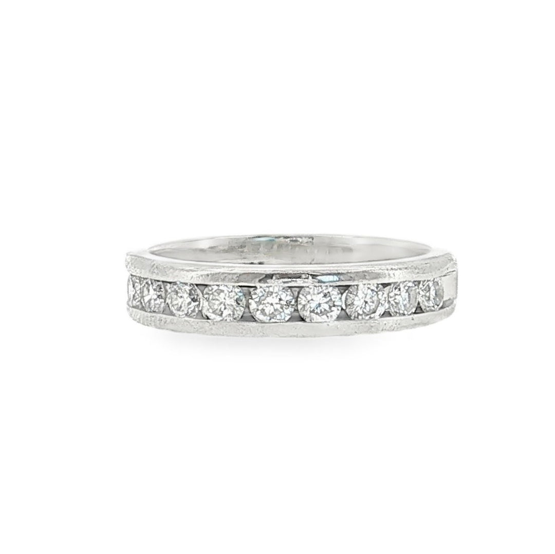 Estate platinum channel-set diamond band ring
