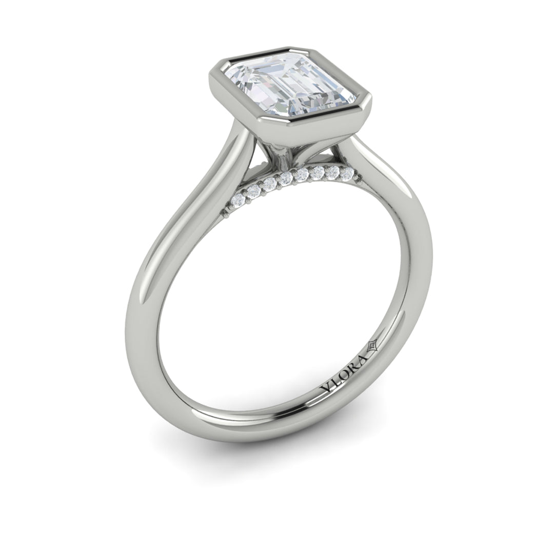 Vlora platinum emerald-cut diamond engagement ring mounting