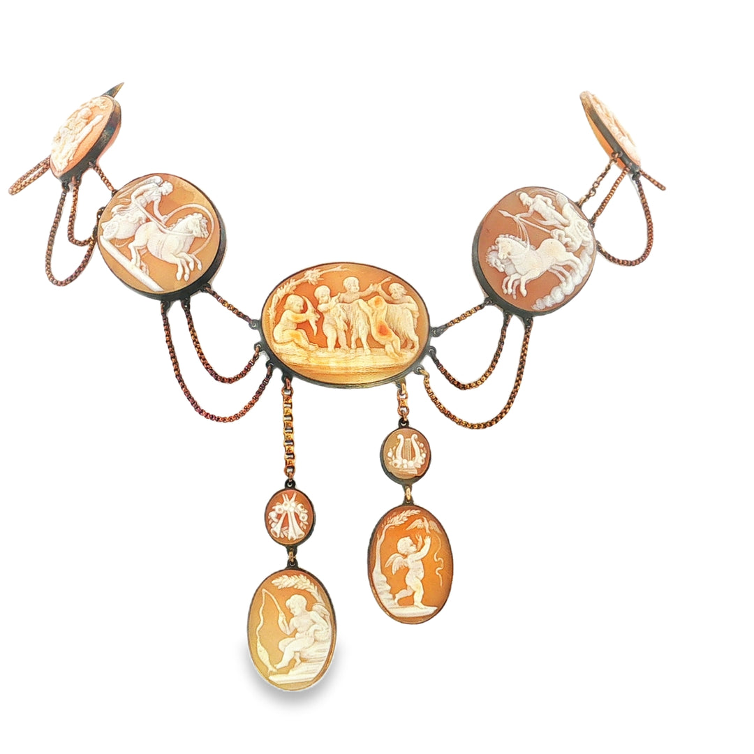 Estate Victorian 14kt yellow gold cameo necklace