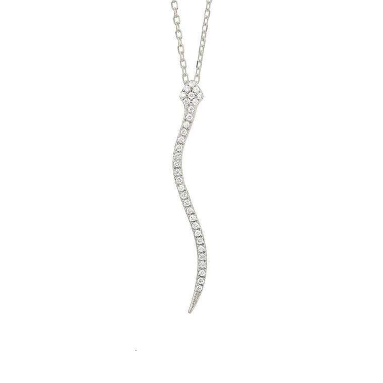 Facet Barcelona 14kt white gold diamond snake pendant necklace