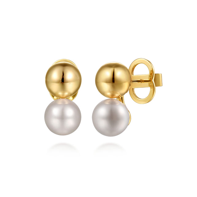 Gabriel & Co. 14kt yellow gold and pearl drop earrings