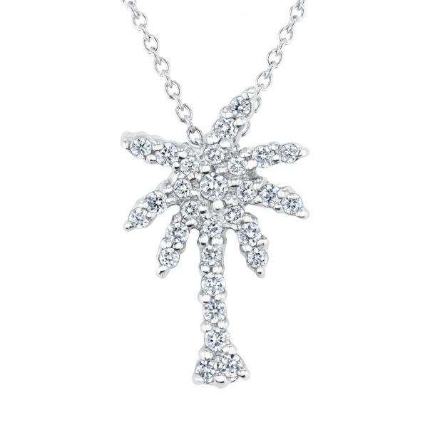 Estate Roberto Coin "Tiny Treasures" 18kt white gold diamond palm tree pendant