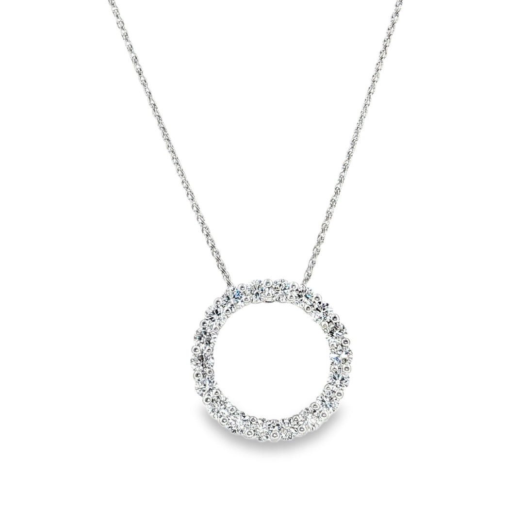 Estate 14kt white gold diamond circle pendant