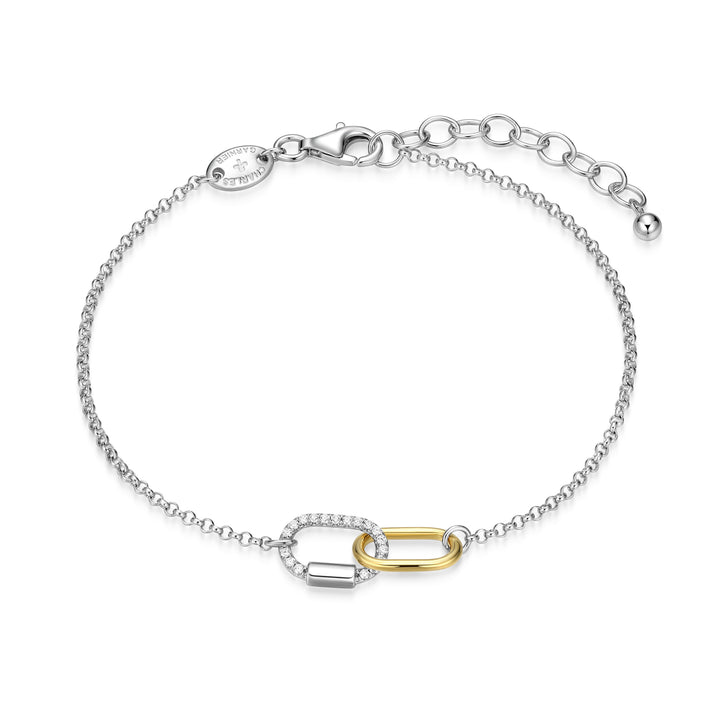 Charles Garnier two-tone sterling silver interlocking links bracelet