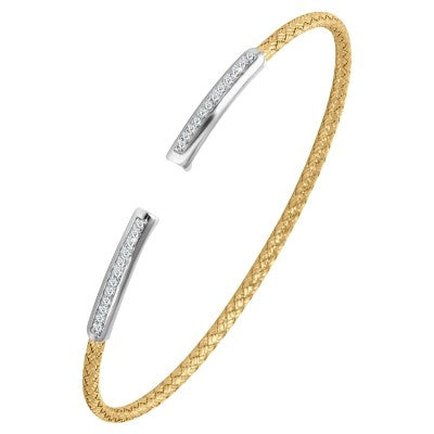 Charles Garnier 18kt yellow gold over sterling silver and CZ "Kara" flexible cuff bracelet