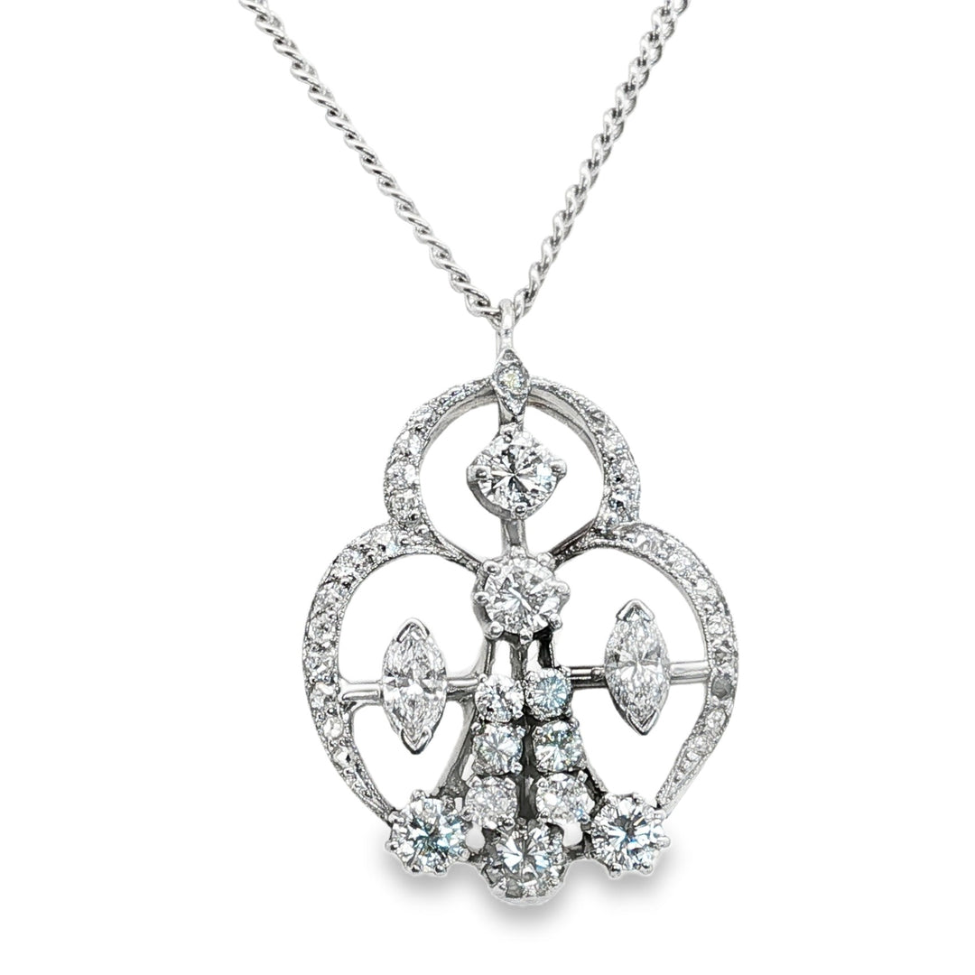 Estate Early 20th Century platinum diamond pendant necklace