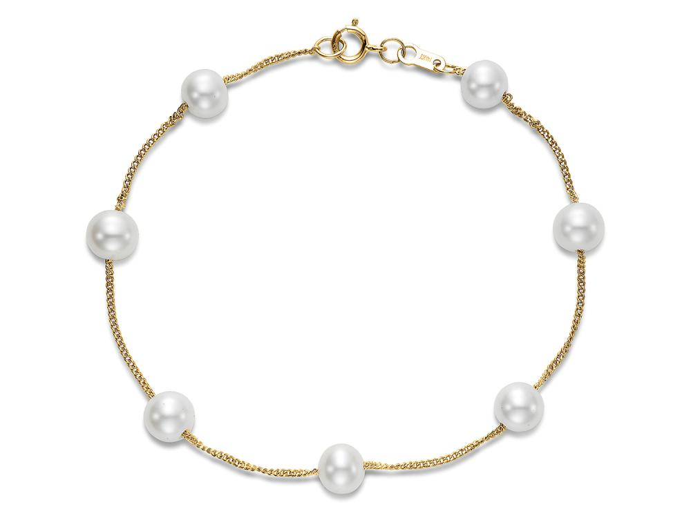 Mastoloni 14kt yellow gold freshwater pearl "tin cup" bracelet