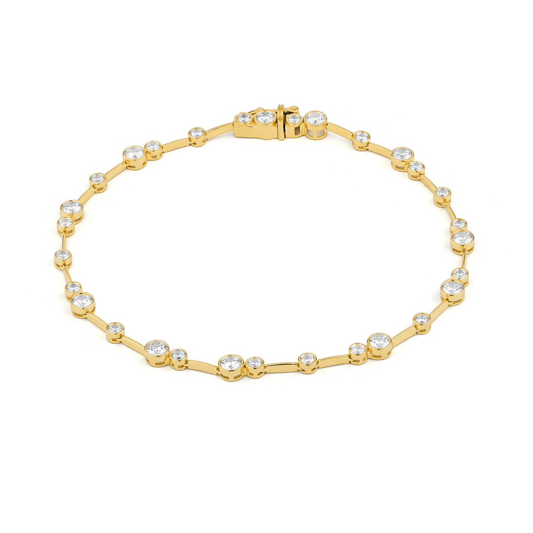 Facet Barcelona 14kt yellow gold "Cosmos" bezel-set diamonds link bracelet