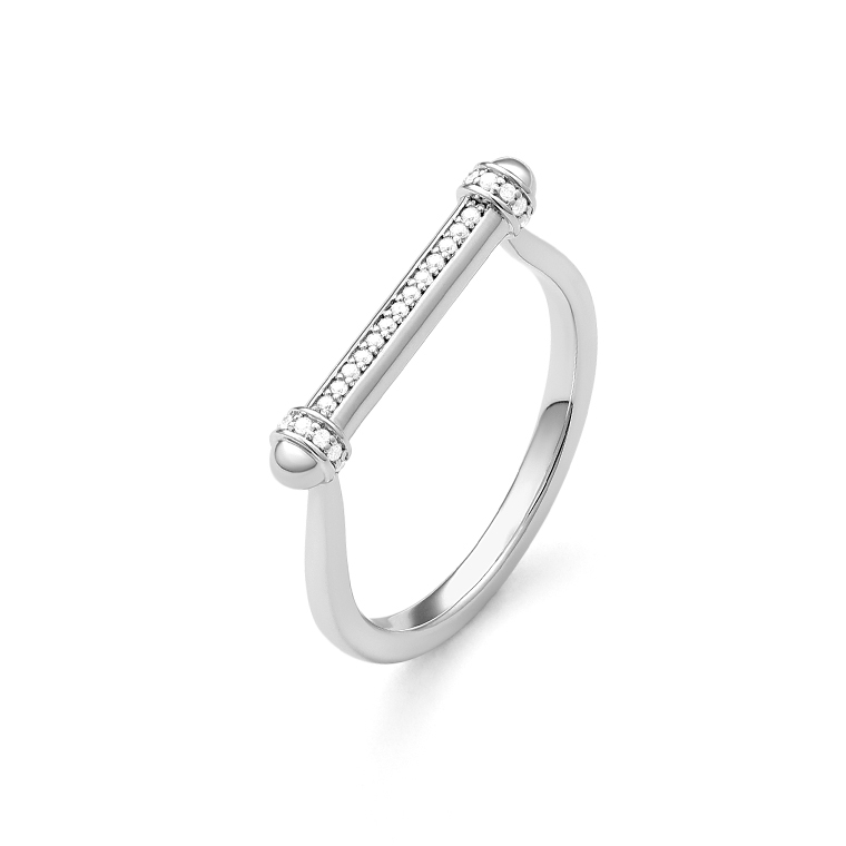 Facet Barcelona 14kt white gold diamond bar ring