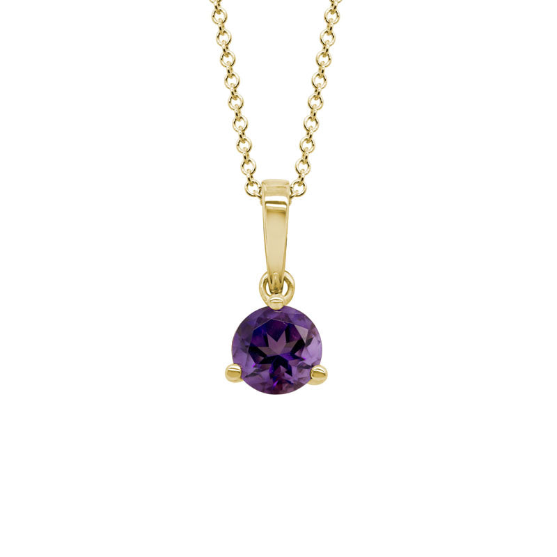 14kt yellow gold amethyst solitaire pendant necklace