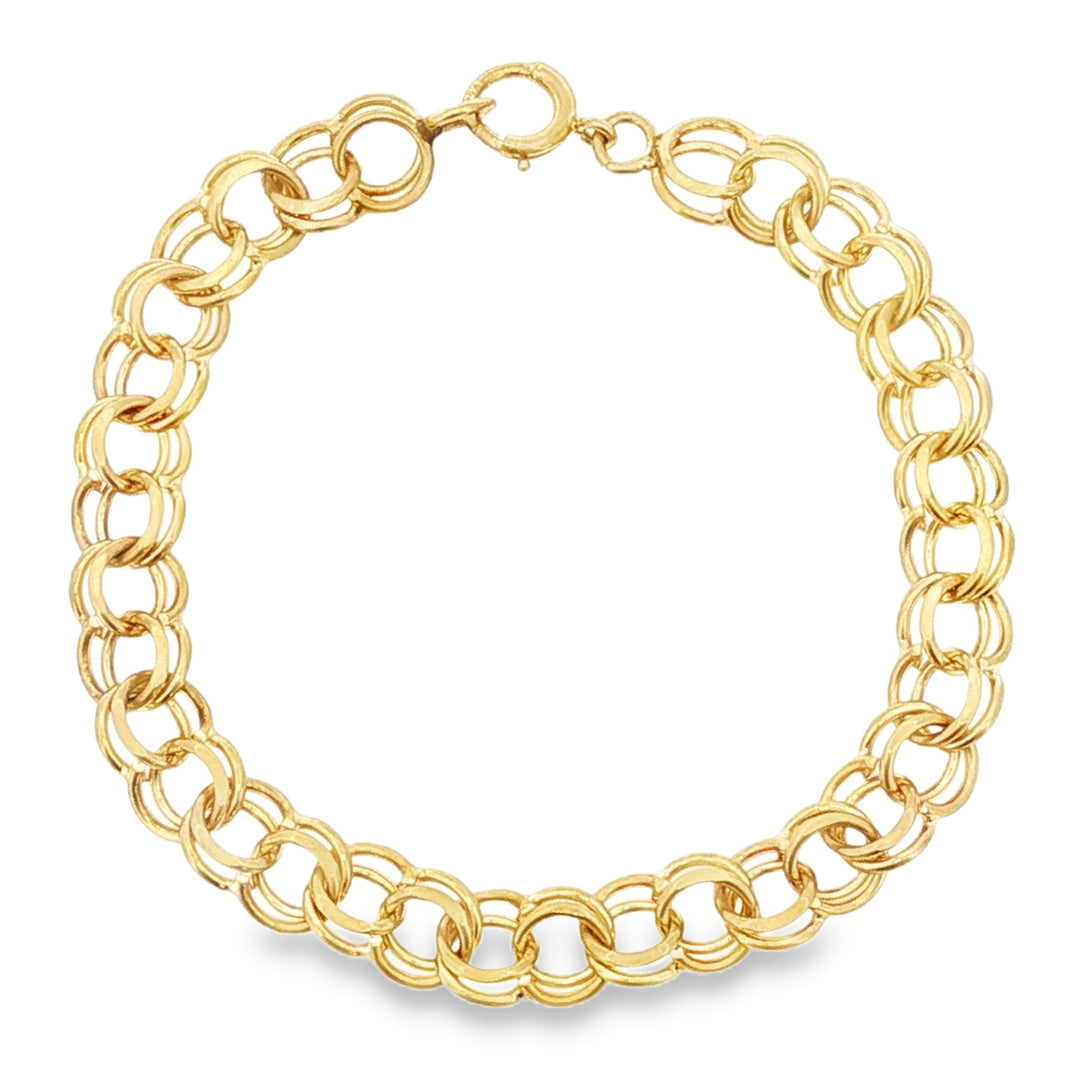 Estate 14kt yellow gold double link charm bracelet