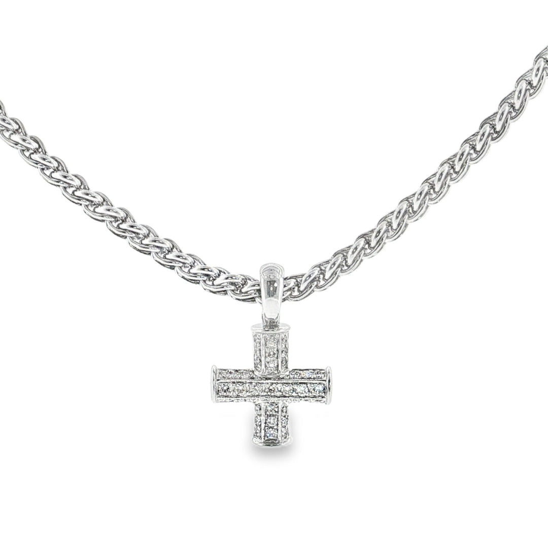 Estate18kt white gold Bvlgari diamond cross pendant necklace