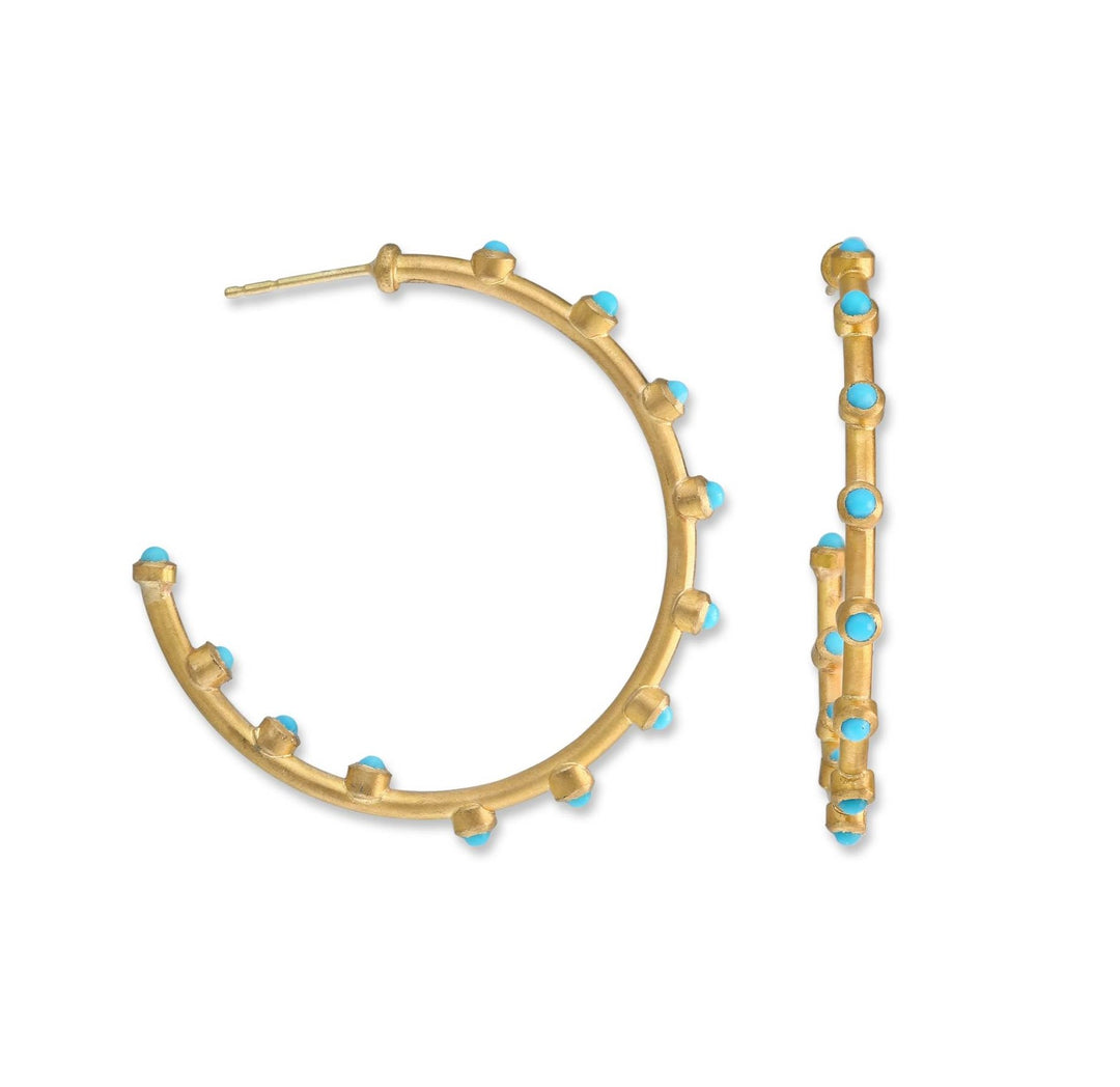 Lika Behar 22kt yellow gold and turquoise "Dima" hoop earrings