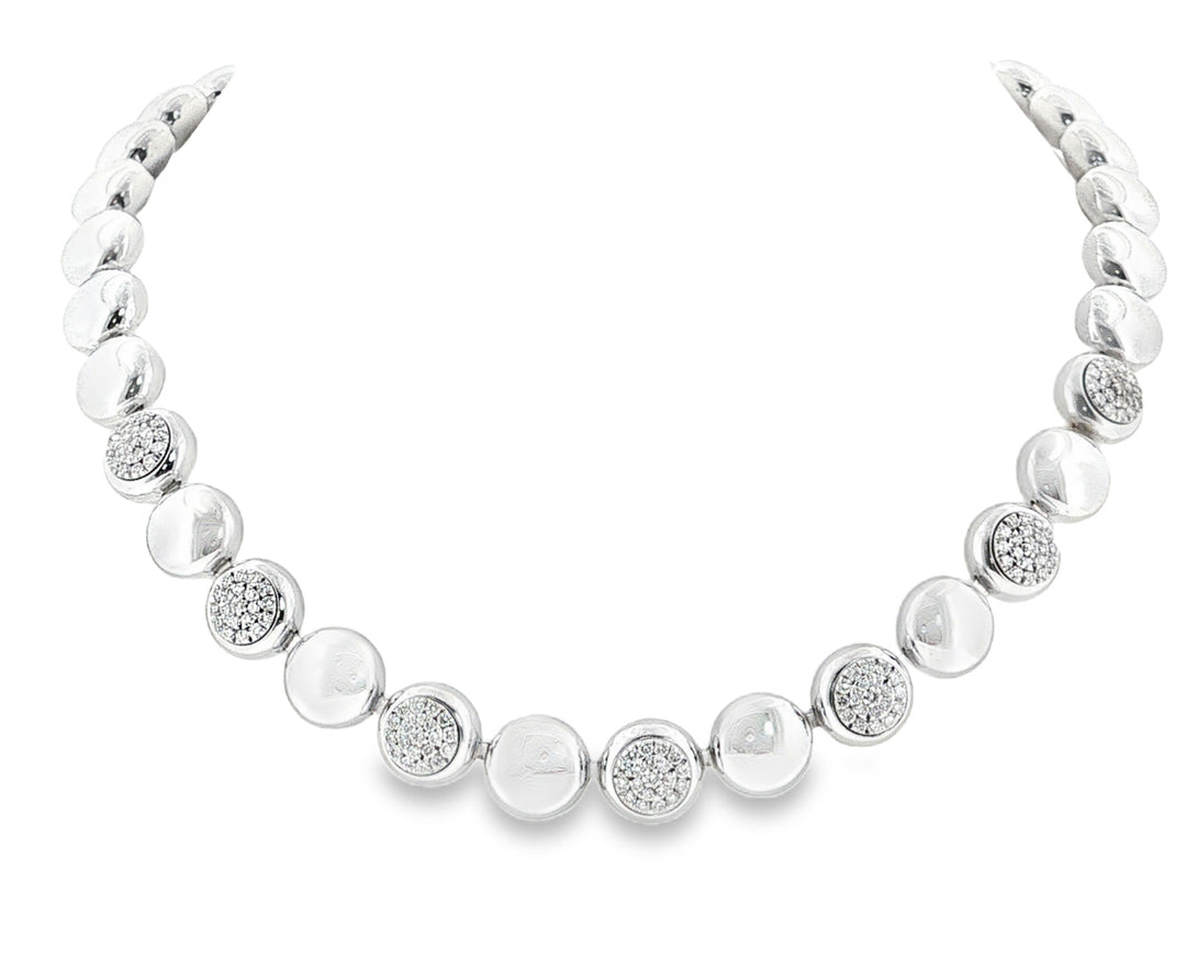 Estate Chimento 18kt white gold diamond collar necklace