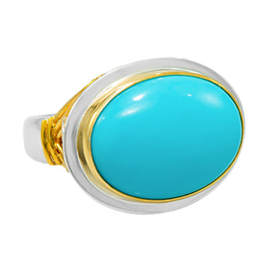 Michou sterling silver and 22kt gold vermeil turquoise ring