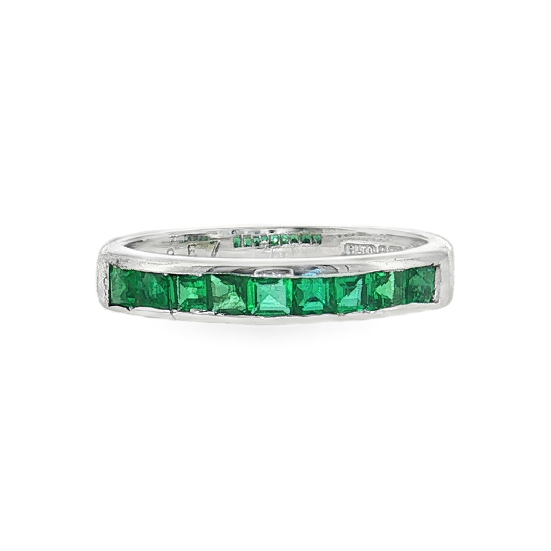 Estate18kt white gold emerald band