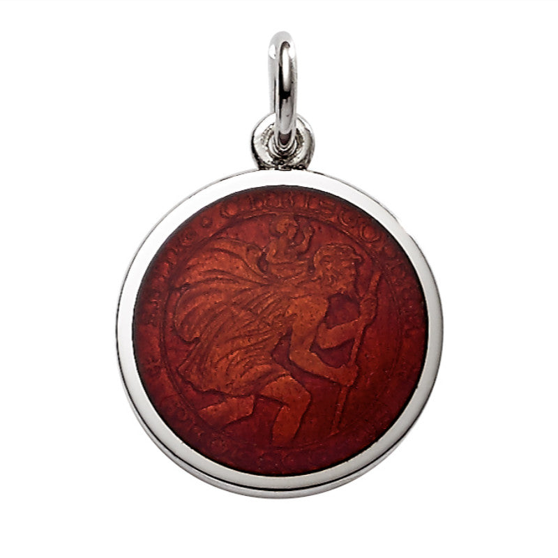 Sterling silver large (1") round St. Christopher's medal charm