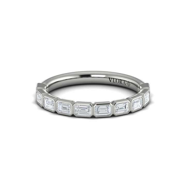 Vlora platinum bezel-set emerald-cut diamonds band ring
