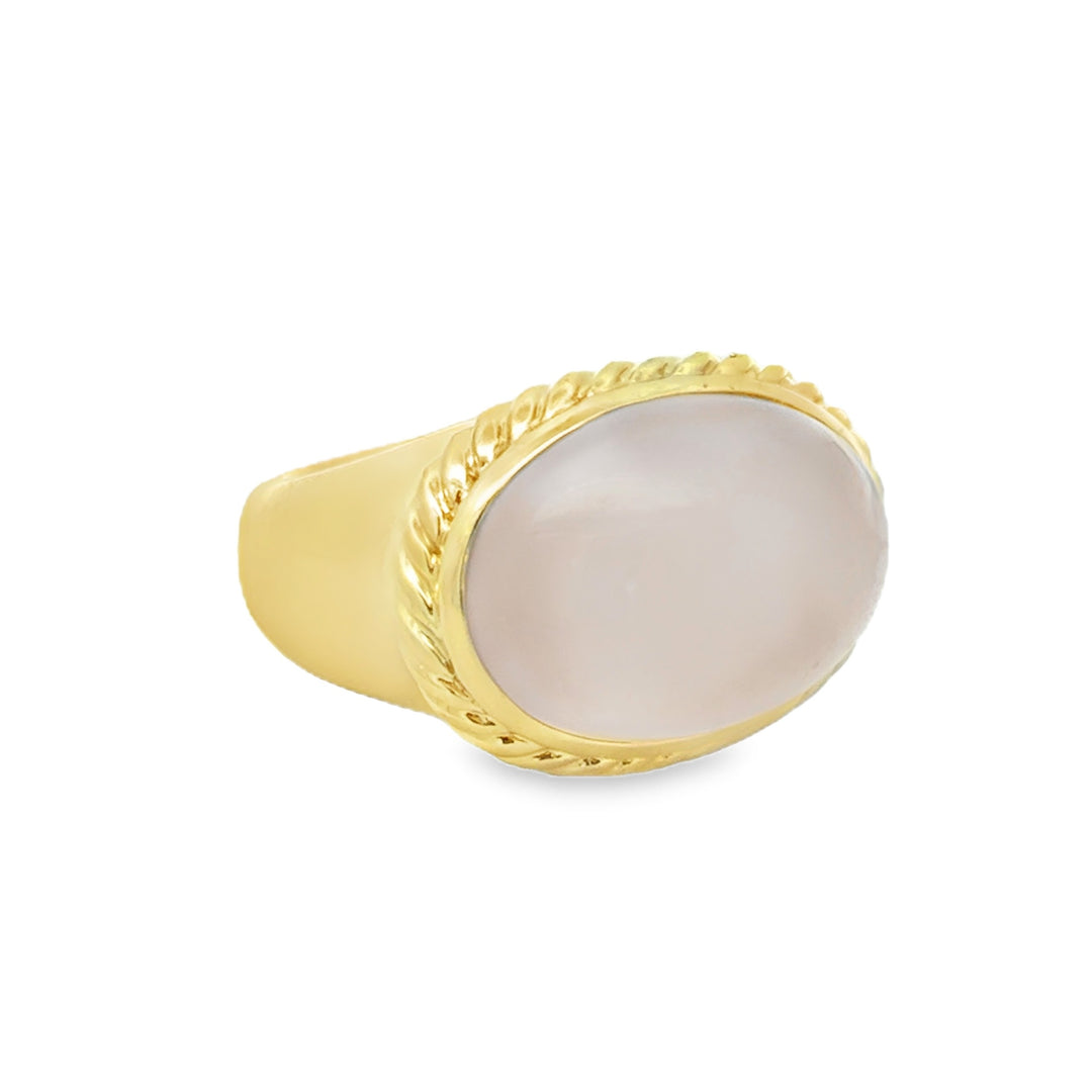 Estate David Yurman 18kt yellow gold rose quartz ring