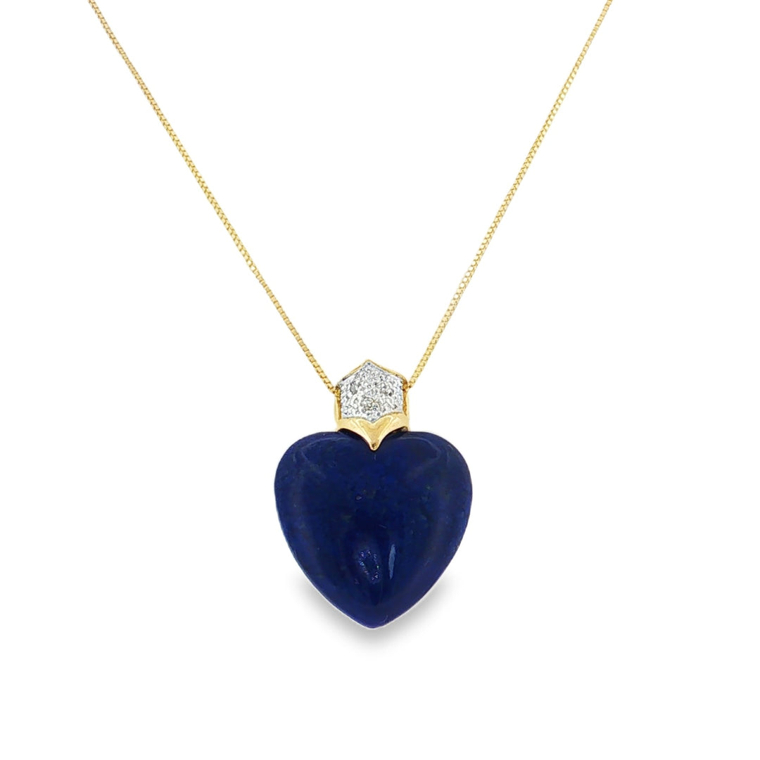 Estate 14kt yellow gold laps and diamond heart neckalce