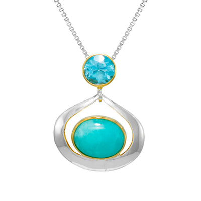 Michou sterling silver and 22kt gold vermeil amazonite and topaz pendant necklace