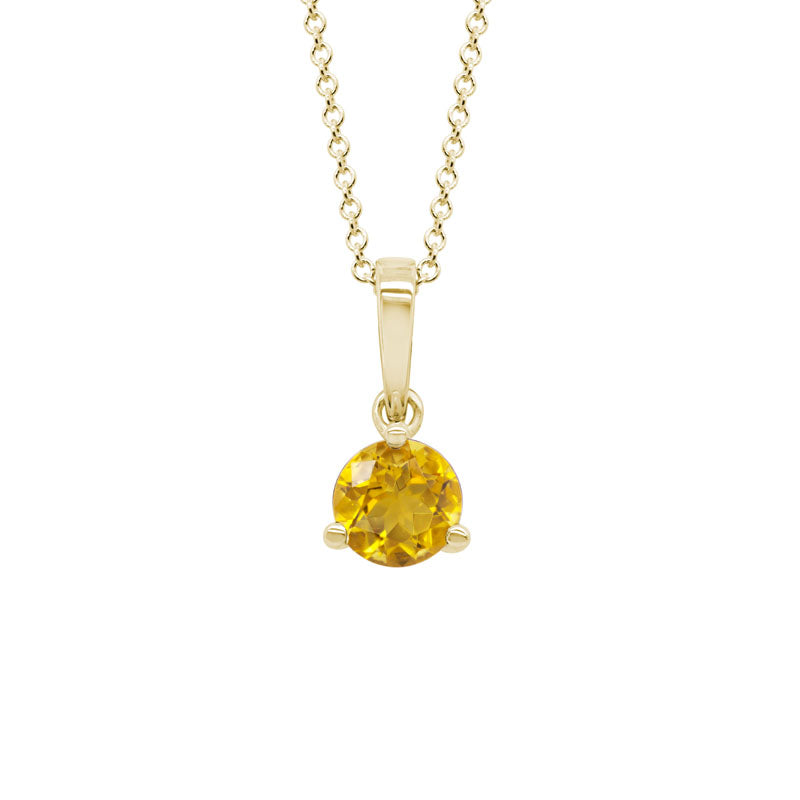 14kt yellow gold citrine solitaire pendant necklace