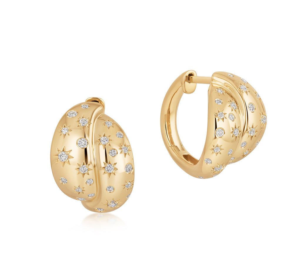 Phillips House 18kt yellow gold and diamond 'Layered Celeste Hoop' earrings