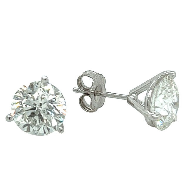 14kt white gold 4.085 carat total weight round diamond stud earrings
