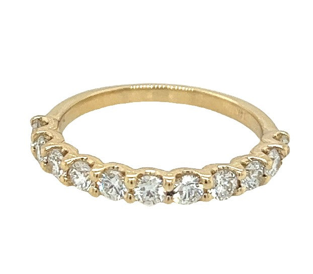 14kt yellow gold prong-set diamond eleven-stone band ring