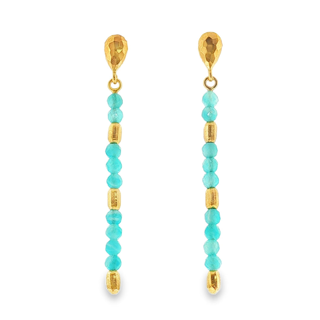 Marika 14kt yellow gold amazonite drop earrings  from the Modern Beads Collection