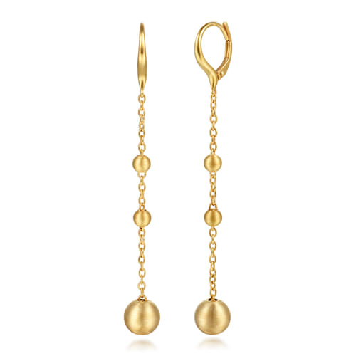 Gabriel & Co. 14kt yellow gold Bujukan bead stations long drop earrings