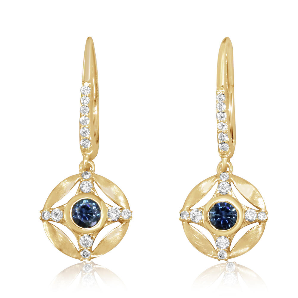 Parle 14kt yellow gold sapphire and diamond dangle earrings