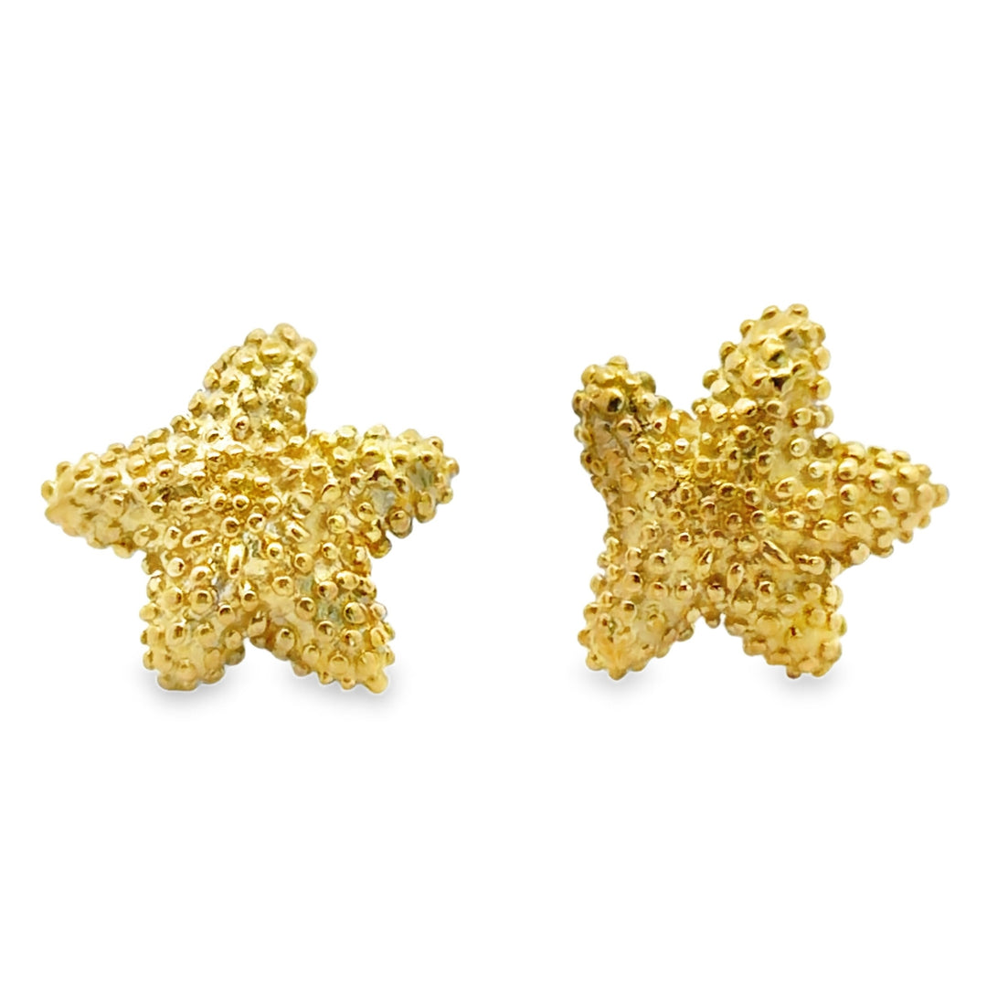 Estate 18kt yellow gold starfish earrings