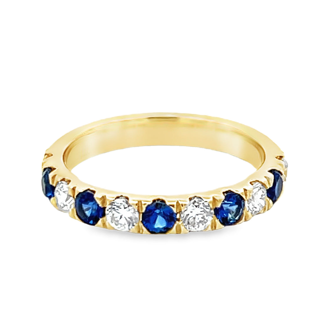 14kt yellow gold sapphire and diamond eleven-stone band ring