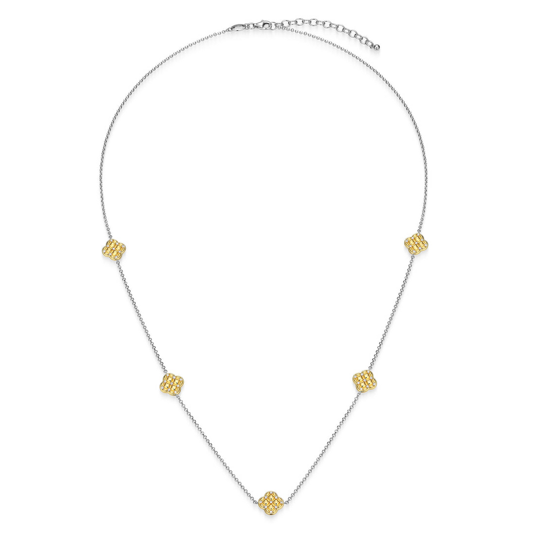 Charles Garnier two-tone sterling silver quilted stations necklace