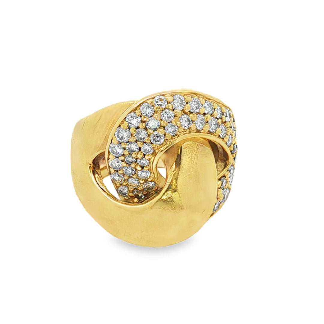 Estate 18kt yellow gold and diamond love knot ring