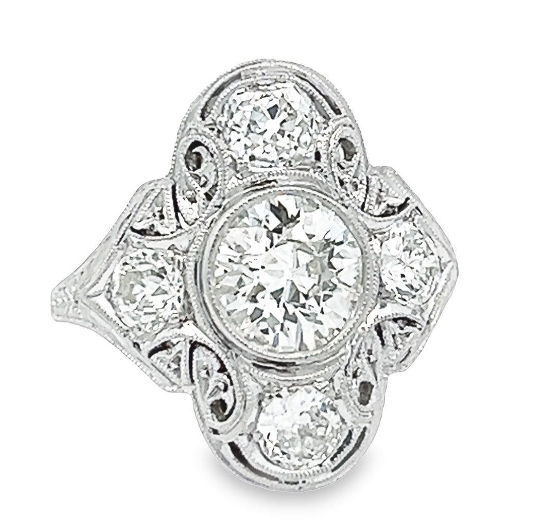 Estate Art Deco style platinum and diamond ring