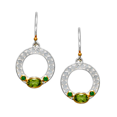 Michou Sterling Silver and 22K Gold Vermeil Earring with Peridot