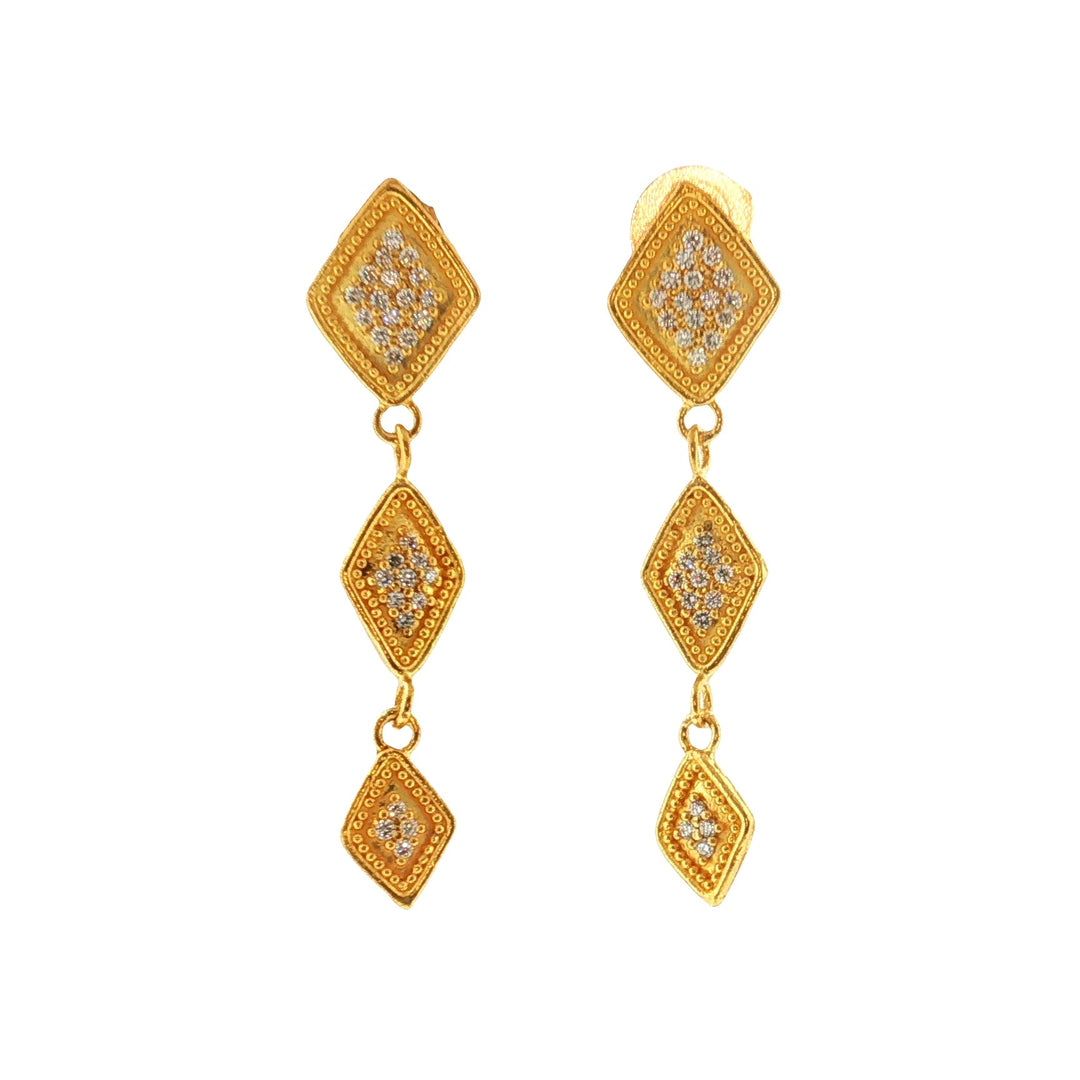 Estate 18kt yellow gold diamond drop earrings