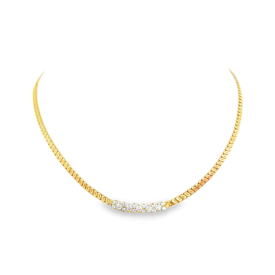 Estate 14kt yellow gold diamond collar necklace