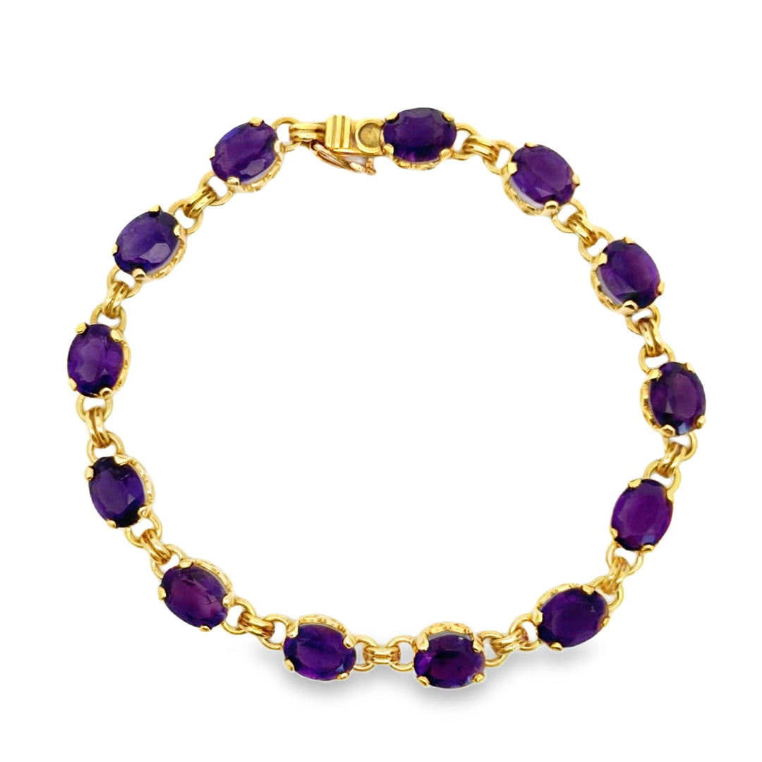 Estate 18kt yellow gold amethyst bracelet